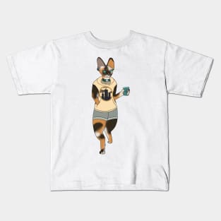 Caff -  Coffee Cat :: Canines and Felines Kids T-Shirt